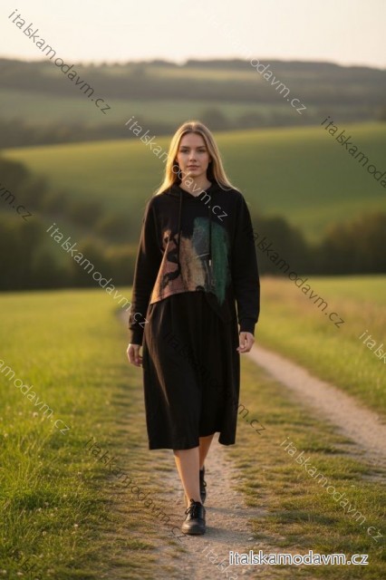 Šaty mikinové dlhý rukáv dámske (S/M/L ONE SIZE) TALIANSKA MÓDA IMD25262