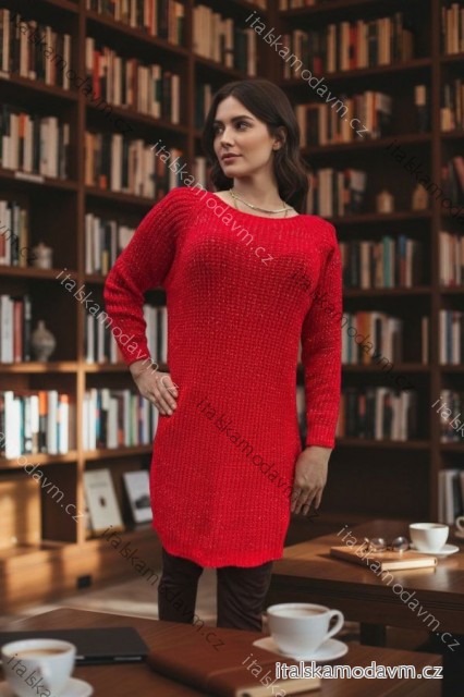 Sveter predĺžený pletený trblietavý dlhý rukáv dámsky (S/M/L ONE SIZE) TALIANSKA MÓDA IMD25266