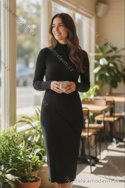 Šaty teplé dlhý rukáv dámske (S/M/L ONE SIZE) TALIANSKA MÓDA IMD25273