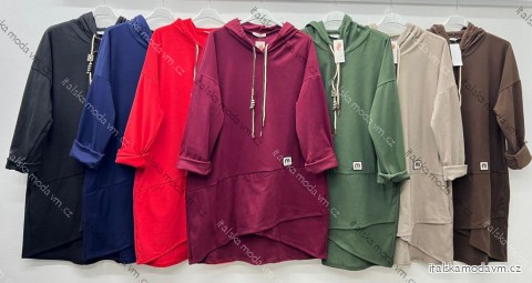 Šaty mikinové teplé dlhý rukáv dámske nadrozmer (50/52/54 ONE SIZE) TALIANSKA MÓDA IM425684
