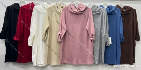Šaty teplé s kapucňou 3/4 dlhý rukáv dámske nadrozmer (54/56/58 ONE SIZE) TALIANSKA MÓDA IM425689