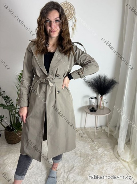Kabát trenčkot dlhý slabý s opaskom dlhý rukáv dámsky (S/M/L ONE SIZE) TALIANSKA MÓDA IMWKK252579/DR