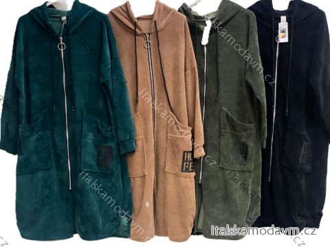 Mikina dlouhá s kapucňou na zips dlhý rukáv dámska nadrozmer (54/56/58 ONE SIZE) TALIANSKA MÓDA IMC25488