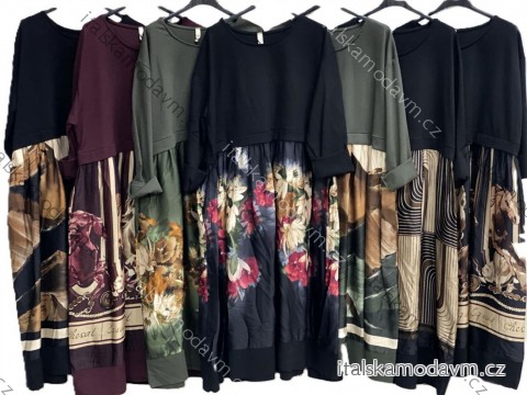 Šaty dlhé dlhý rukáv dámske nadrozmer (52/54/56 ONE SIZE) TALIANSKA MÓDA IMC25490