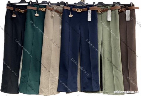 Nohavice dlhé elegantné s opaskom dámske (S/M/L ONE SIZE) TALIANSKA MÓDA IMC25498