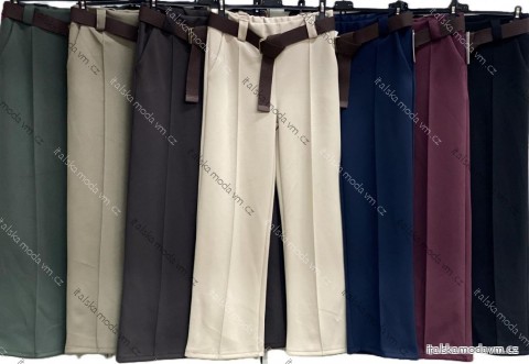 Nohavice dlhé elegantné s opaskom dámske (S/M/L ONE SIZE) TALIANSKA MÓDA IMC25501