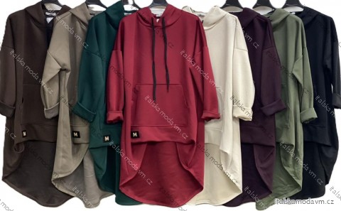 Mikina predĺžená teplá s kapucí dlhý rukáv dámska nadrozmer (46/48/50 ONE SIZE) TALIANSKA MÓDA IMC25504