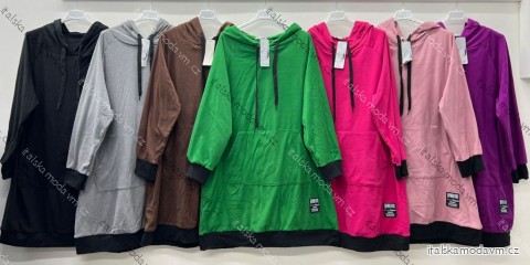 Šaty mikinové dlhý rukáv dámske nadrozmer (54/56/58 ONE SIZE) TALIANSKA MÓDA IM425709