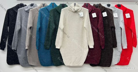 Sveter/Šaty dlhý pletený s rolákom dlhý rukáv dámsky nadrozmer (46/48/50 ONE SIZE) TALIANSKA MÓDA IM425716