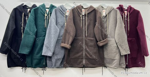 Mikina teplá s kapucňou dlhý rukáv dámska nadrozměr (50/52/54 ONE SIZE) TALIANSKA MÓDA IMC25724