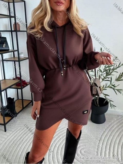 Šaty mikinové dlhý rukáv dámske (S/M/L ONE SIZE) TALIANSKA MÓDA IMD25288