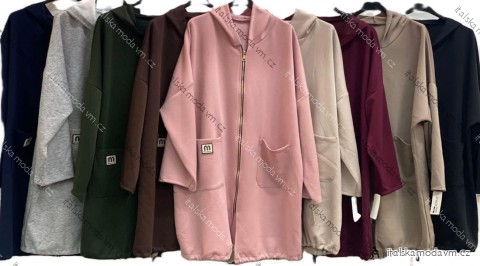 Mikina dlouhá s kapucňou na zips dlhý rukáv dámska nadrozmer (54/56/58 ONE SIZE) TALIANSKA MÓDA IMC25489