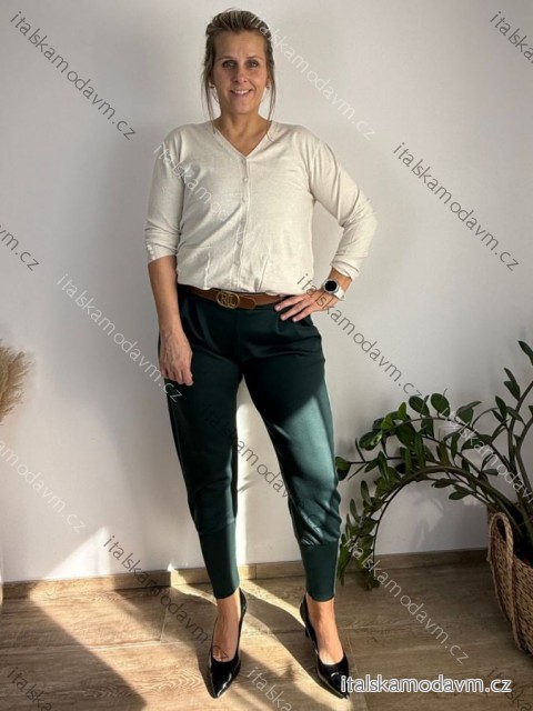 Kalhoty elegantní s páskem dámské nadrozměr JANE  (40/42/44 ONE SIZE) ITALSKÁ MÓDA IM425557