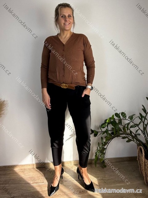 Tepláky/Kalhoty elegantní s páskem dámské nadrozměr LUCIA (40/42/44 ONE SIZE) ITALSKÁ MÓDA IM425060/DUR