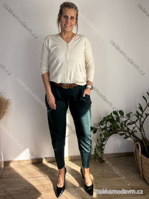 Kalhoty elegantní s páskem dámské nadrozměr JANE  (40/42/44 ONE SIZE) ITALSKÁ MÓDA IM425557/DUR