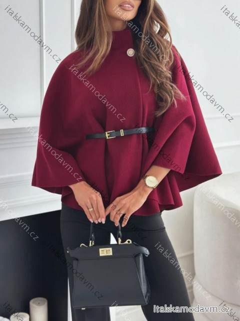 Kabát s páskem dlouhý rukáv dámský nadrozměr (52/54 ONE SIZE) ITALSKÁ MÓDA IMD24359/DU
