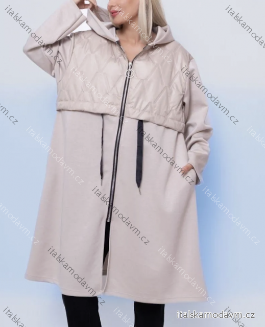 Bunda slabá s kapucí na zip dlouhý rukáv dámská (S/M/L ONE SIZE) ITALSKÁ MÓDA IMPLI2550874