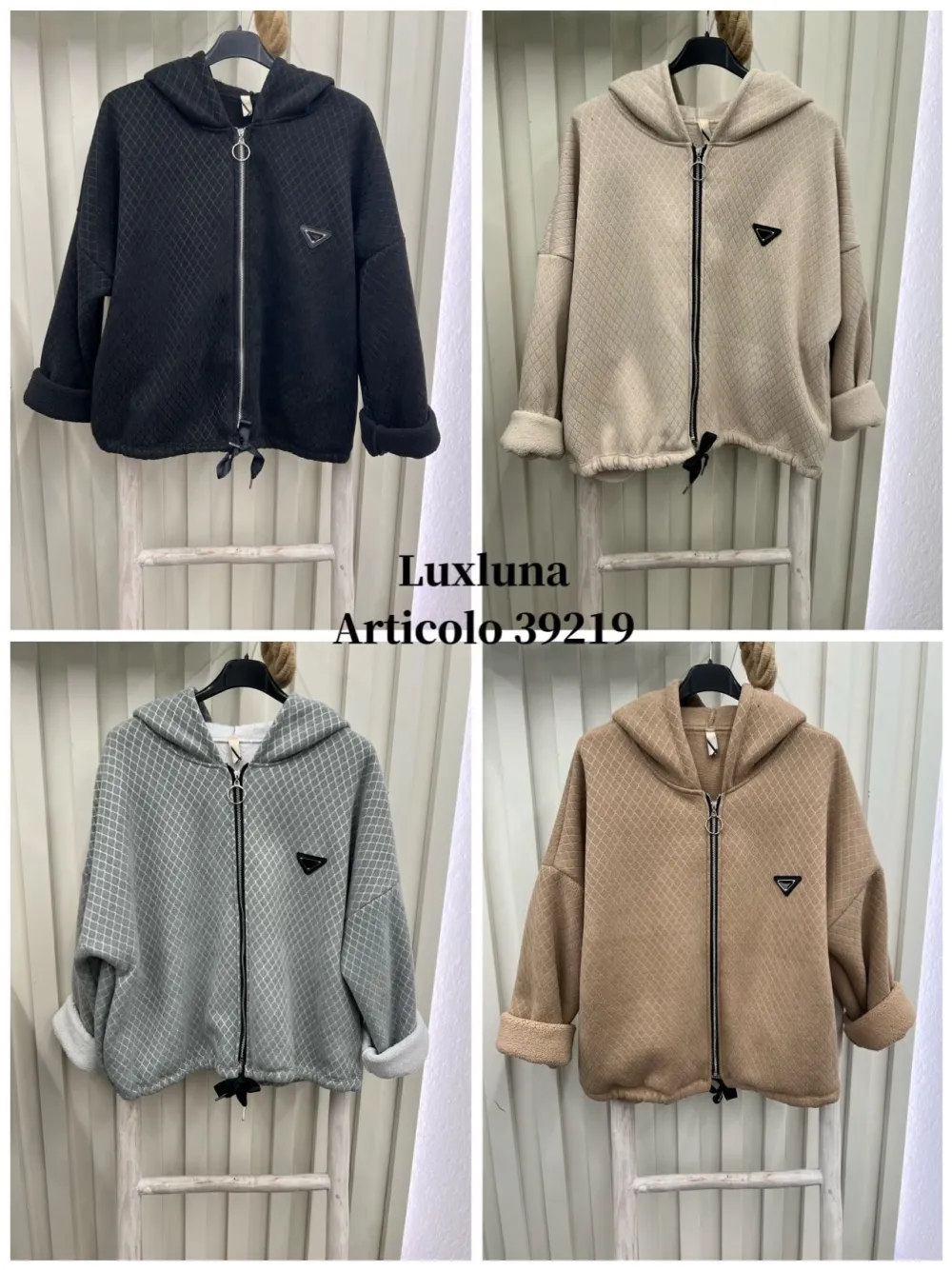 Bunda krátka teplá s kapucňou dlhý rukáv dámska (S/M/L ONE SIZE) TALIANSKA MÓDA IMPLI2539141
