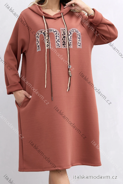 Šaty oversize mikinové s kapucňou dlhý rukáv dámske (S/M/L ONE SIZE) TALIANSKA MÓDA IMPLI2521809