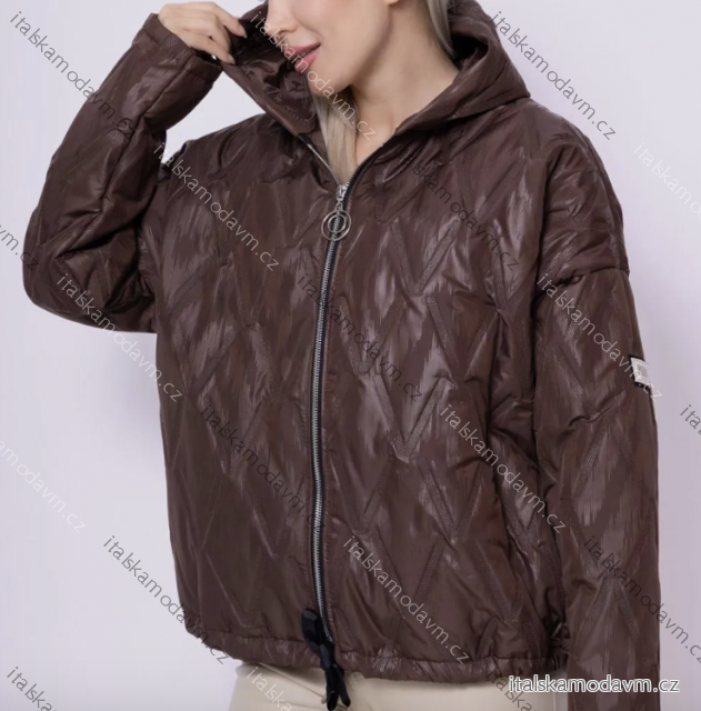 Bunda s kapucí dlouhý rukáv dámská (S/M/L ONE SIZE) ITALSKÁ MÓDA IMPLI2551145