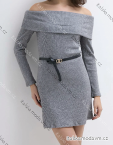 Šaty elegantné pletené dlhý rukáv dámske (S/M/L ONE SIZE) TALIANSKA MÓDA IMPLI257105