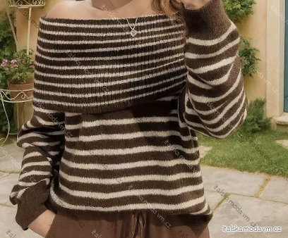 Svetr dlouhý rukáv dámský (S/M/L ONE SIZE) ITALSKÁ MÓDA IMPLI2551139