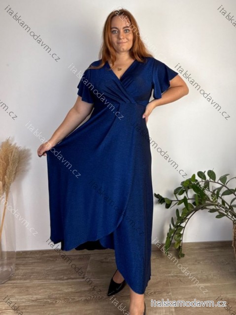 Šaty dlhé spoločenské trblietavé krátky rukáv dámske nadrozměr JITA (44/46/48 ONE SIZE) TALIANSKA MÓDA IM425653/DUR