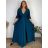 Šaty dlhé spoločenské trblietavé 3/4 rukáv dámske nadrozměr (42/44/46 ONE SIZE) TALIANSKA MÓDA IM4251154/DUR modrá