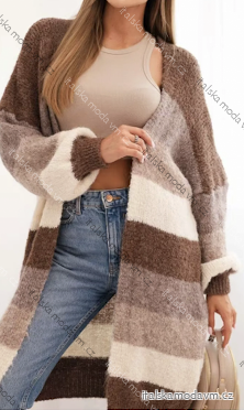 Cardigan dlouhý pletený dlouhý rukáv dámský (S/M/L ONE SIZE) ITALSKÁ MÓDA IMPLI2525097