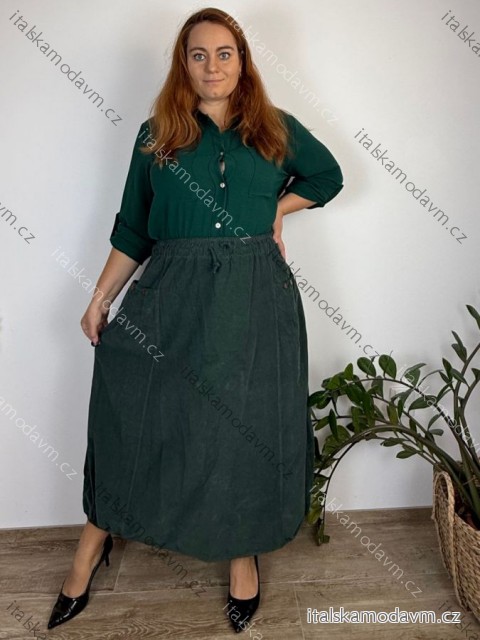 Sukňa manžestrová dámska nadrozměr EMMA (44/46/48 ONE SIZE) TALIANSKA MóDA IMSM251169/DUR 44/46/48 tmavo zelená