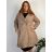 Kabát flaušový dlhý rukáv dámsky nadrozmer (44/46/48 ONE SIZE) TALIANSKA MÓDA IMC25457/DUR 44/46/48 hnedá