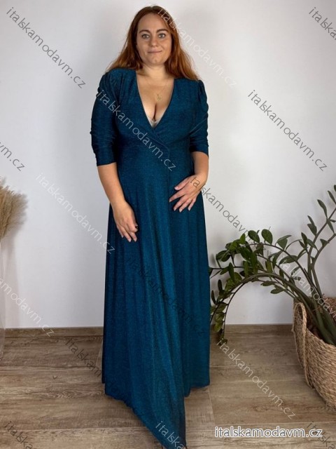 Šaty dlhé spoločenské trblietavé 3/4 rukáv dámske nadrozměr (42/44/46 ONE SIZE) TALIANSKA MÓDA IM4251154