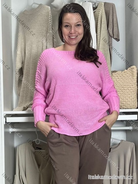 Svetr pletený dlouhý rukáv dámský nadrozměr KARA (42/4/46 ONE SIZE) TURECKÁ MÓDA TM9251111/DUR