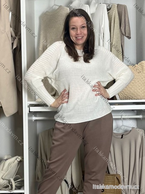 Svetr pletený dlouhý rukáv dámský nadrozměr KARA (42/4/46 ONE SIZE) TURECKÁ MÓDA TM9251111/DUR  biela