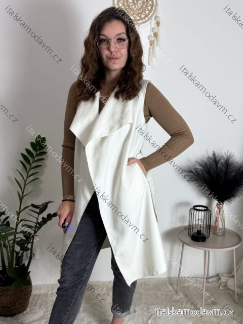 Vesta flaušová dlhá bez rukávov dámska (S / M ONE SIZE) TALIANSKÁ MÓDA IMM21133 / DR