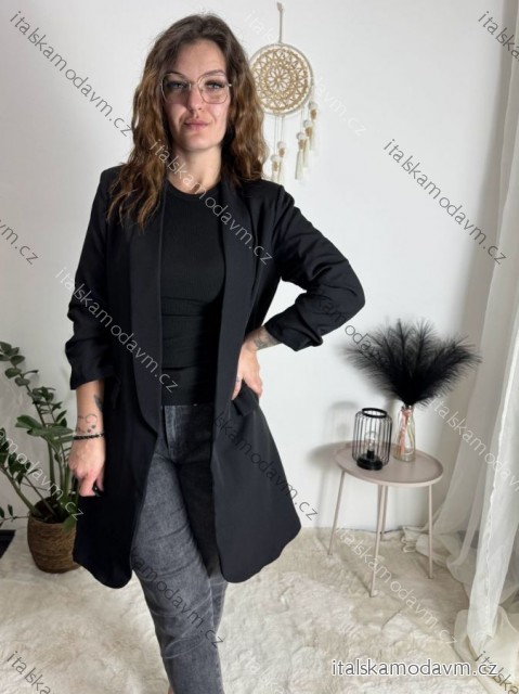 Sako dlouhý rukáv dámské (S/M/L ONE SIZE) ITALSKá MóDA IMC24081 Černá M/L