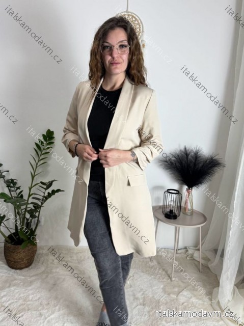 Sako dlhý rukáv dámske (S/M/L ONE SIZE) TALIANSKA MóDA IMC24081/DUR Béžová S/M/L