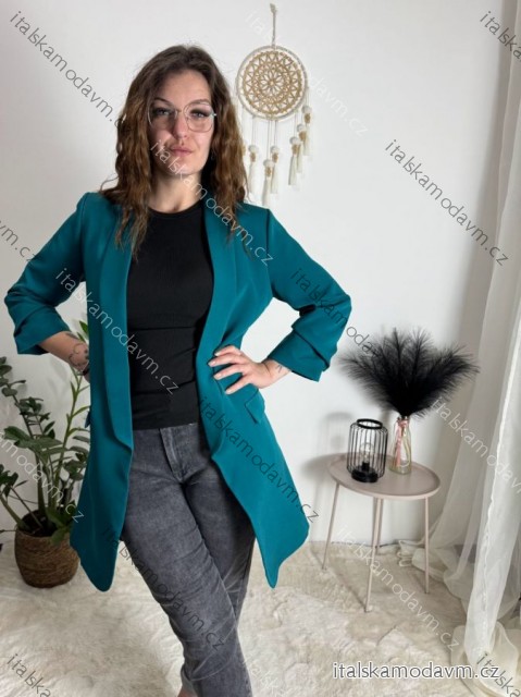 Sako dlhý rukáv dámske (S/M/L ONE SIZE) TALIANSKA MóDA IMC24081/DUR petrolejová S/M/L