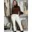 Kalhoty strečové mačkáče zateplené dlouhé dámské PANTALONE (S/M/L ONE SIZE) ITALSKÁ MÓDA IMPOZ25OL-5591/DUR khaki S/M/L