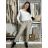 Kalhoty strečové mačkáče zateplené dlouhé dámské PANTALONE (S/M/L ONE SIZE) ITALSKÁ MÓDA IMPOZ25OL-5591/DUR khaki S/M/L