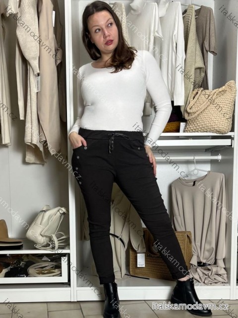 Nohavice strečové dámske  LINDA (S/M/L ONE SIZE) TALIANSKA MÓDA IM4251163/DUR S/M/L hnedá