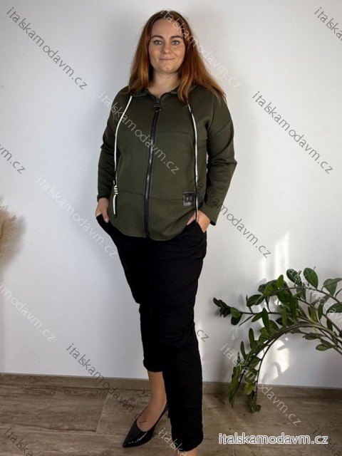 Mikina maslová dlhý rukáv dámska nadrozmer ADRIANA  (50/52/54 ONE SIZE) TALIANSKA MÓDA IMD25240