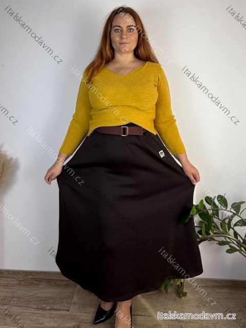 Sukňa dlhá s opaskom dámska nadrozměr VIVIEN (46/48/50 ONE SIZE) TALIANSKA MÓDA IMSM251162/DUR 46/48/50 tmavo hnedá