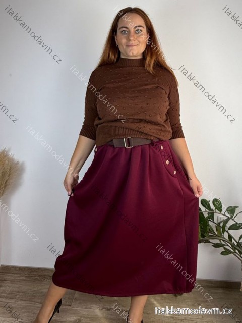 Sukňa teplá s opaskom dámska nadrozměr GABI (46/48/50 ONE SIZE) TALIANSKA MÓDA IM425698/DUR 46/48/50 vínová