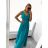 Šaty elegantní společenské dlouhé na ramínka dámské Patricie  (XS/S/M/L ONE SIZE) ITALSKÁ MÓDA IM322045/DUR petrolejová