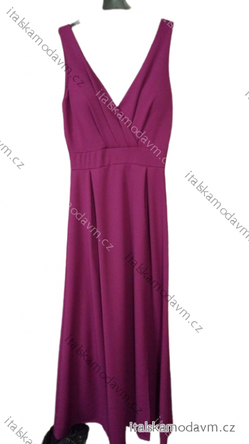 Šaty elegantní společenské dlouhé na ramínka dámské (XS/S/M/L ONE SIZE) ITALSKÁ MÓDA IM322045/DR fialová