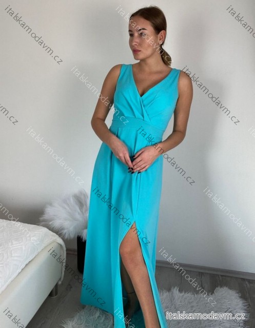 Šaty elegantné spoločenské dlhé na ramienka dámske (XS/S/M/L ONE SIZE) TALIANSKA MÓDA IM322045/DUR mintová
