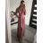 Šaty elegantné spoločenské dlhé na ramienka dámske (XS/S/M/L ONE SIZE) TALIANSKA MÓDA IM322045/DUR M/L červená