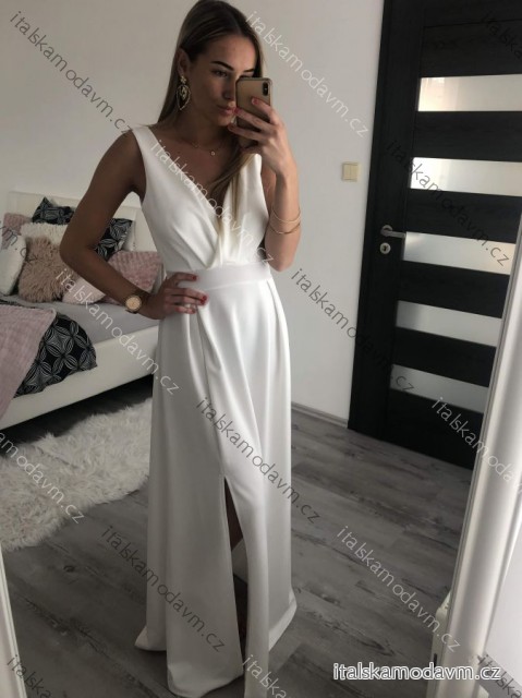 Šaty elegantní společenské dlouhé na ramínka dámské (XS/S/M/L ONE SIZE) ITALSKÁ MÓDA IM322045/DUR černá