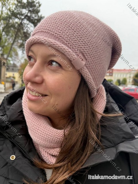 Čepice nákrčník souprava zimní dámská (ONE SIZE) POLSKÁ VÝROBA PV820056/DR ONE SIZE světle růžová